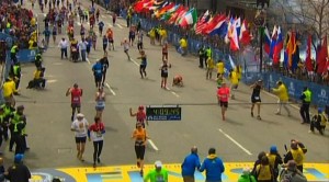 NBC still image taken from video shows an explosion at the Boston Marathon