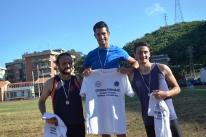 Podio del lungo Junior Senior con l'oro di Gabriele Crisafulli (Atletica Villafranca)