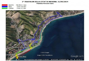 Mappa percorsi Triathlon Citt__ di Messina. 21.09.2014